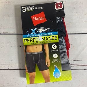 Hanes New X-Temp Boxer Briefs Long Length Mens Small Red/Black Pack